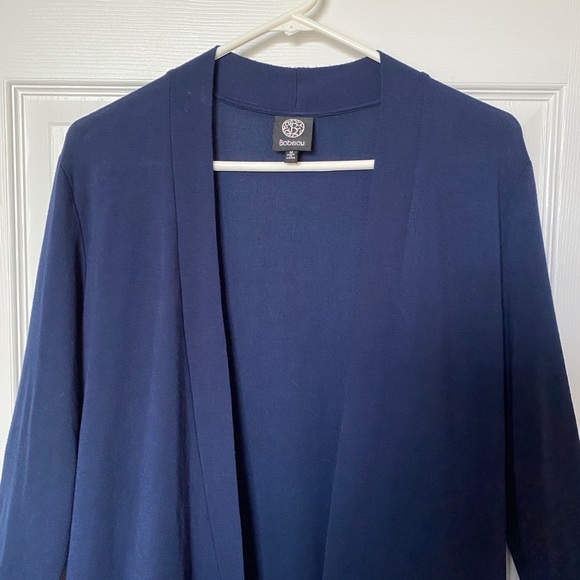 Bobeau navy pleated hem cardigan - Picture 2 of 10